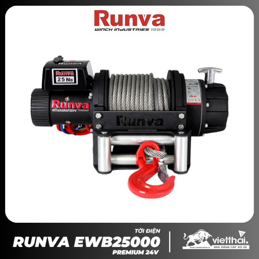 Tời Runva EWB25000 Premium 24V cáp thép